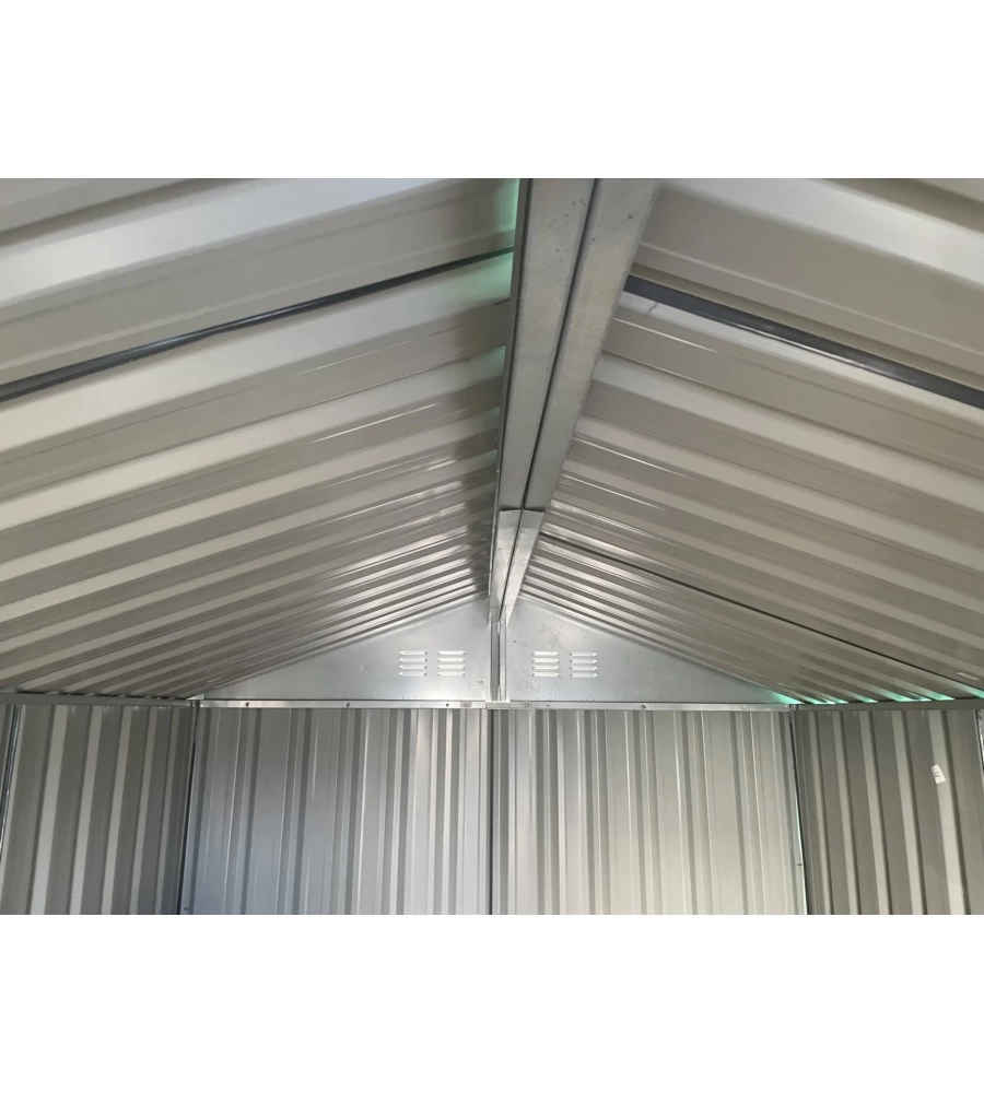 Casetta in lamiera zincata domus "xl" grigia con porte scorrevoli 268x300x194 cm